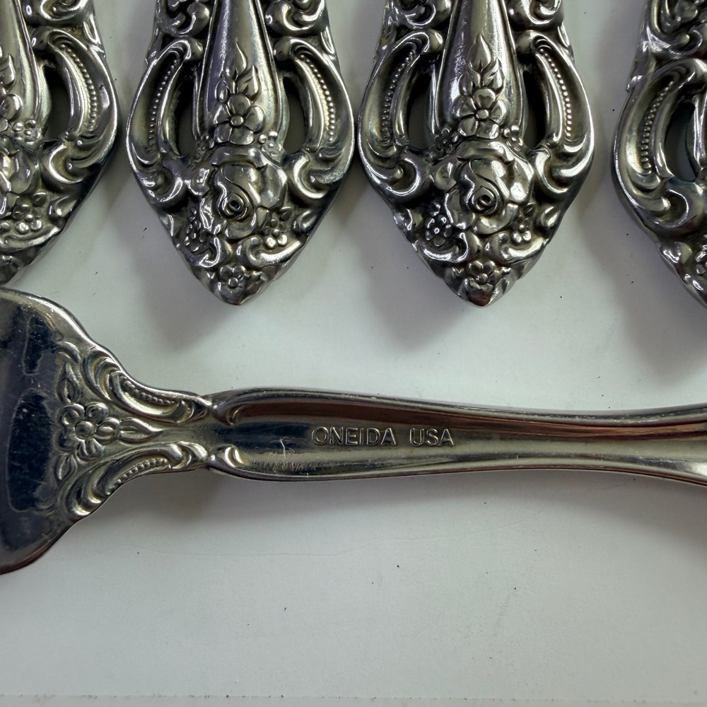 Oneida USA Michelangelo Stainless Steel Dinner Forks Set 6 Ornate Floral 7.25in - Picture 4 of 5